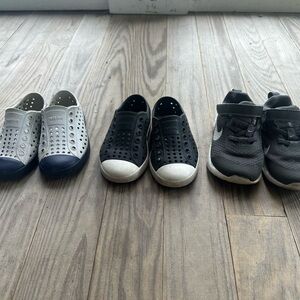 Toddler 7c Boys Shoe Lot - 2 Native Water Shoe, 1 Nike Sneakers